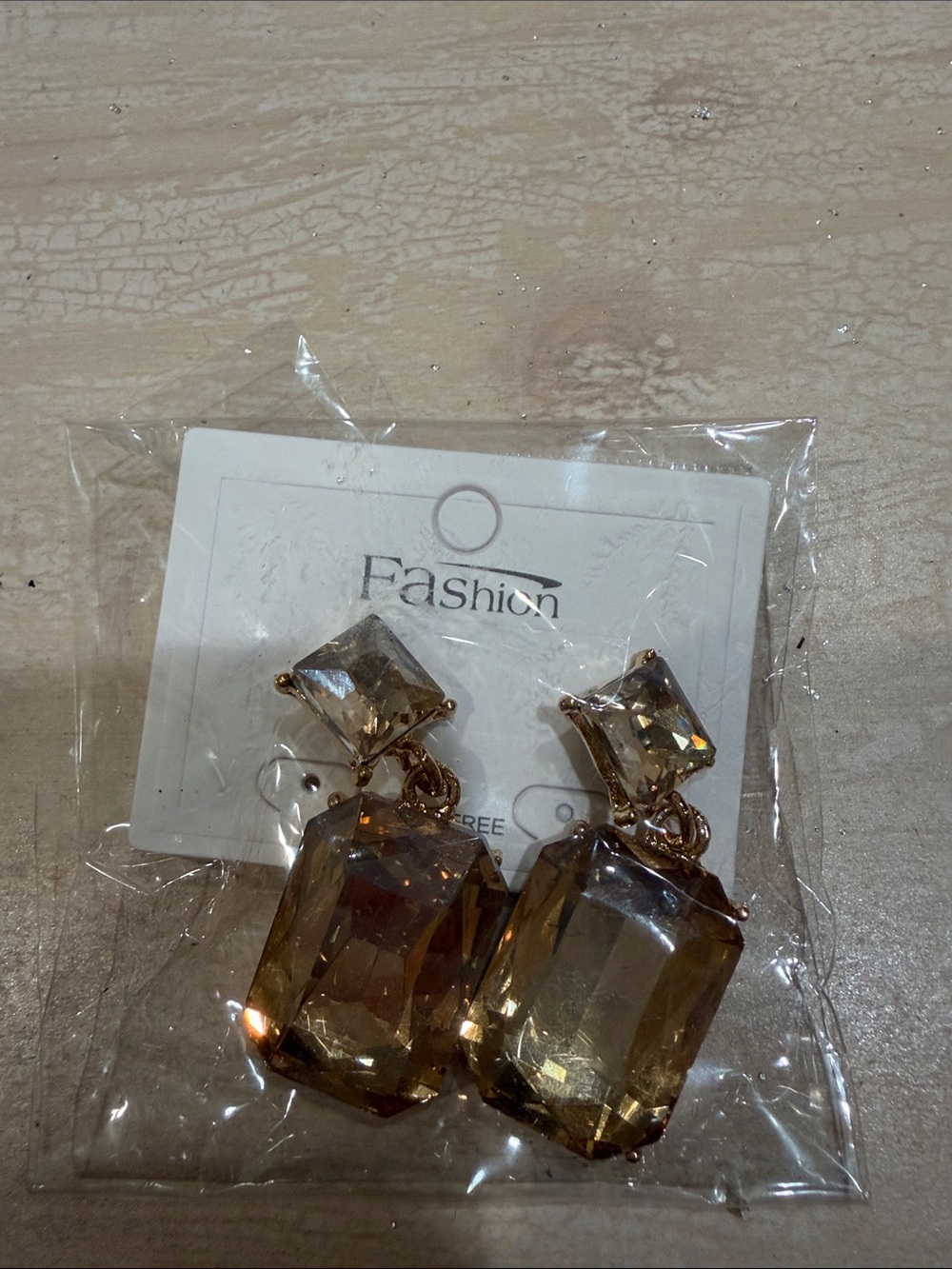 Gold-Tone Amber Crystal Drop Earrings